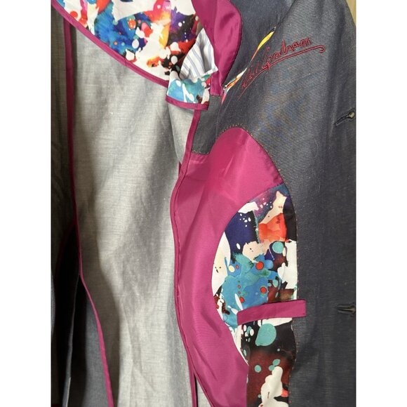 Robert Graham Blazer Men's 40 Gray Blue Cotton Three-Button Floral Lined - Picture 7 of 16